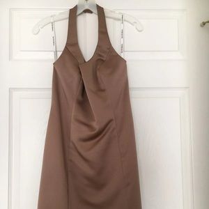 Bronze halter midi gown (petite)
